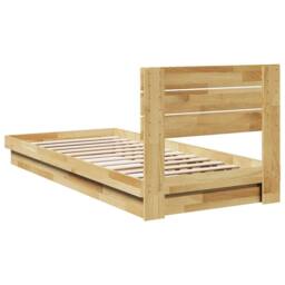 Berkfield Home Bed Frame with Headboard Frame 75x190 cm Small Single Solid Wood Oak in Brown - thumbnail 8