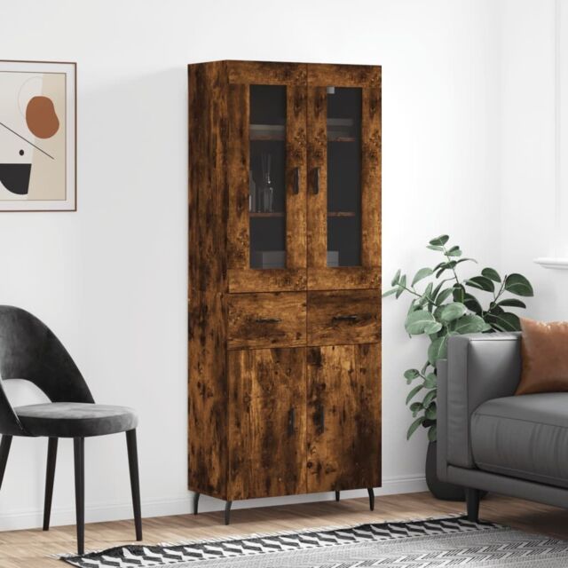 Berkfield Home Highboard Smoked Oak 69.5x34x180 cm Engineered Wood in Brown