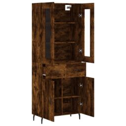 Berkfield Home Highboard Smoked Oak 69.5x34x180 cm Engineered Wood in Brown - thumbnail 4