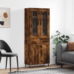 Berkfield Home Highboard Smoked Oak 69.5x34x180 cm Engineered Wood in Brown - thumbnail 1