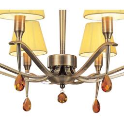 Netlighting Siena Pendant Brass 8 Light E14 Round Amber Cream Shades Amber Crystal in Yellow - thumbnail 5