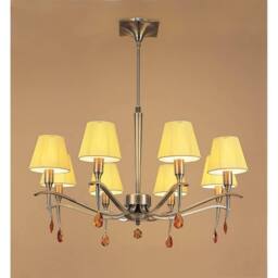 Netlighting Siena Pendant Brass 8 Light E14 Round Amber Cream Shades Amber Crystal in Yellow - thumbnail 2