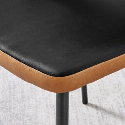 FurnitureboxUK Kai 2x Black Velvet Tan Faux Leather Black Leg Dining Chair - thumbnail 8