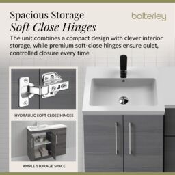 Balterley Bathroom Vanity Basin & WC Unit Left Hand Anthracite 1100mm x 390mm in Grey - thumbnail 4