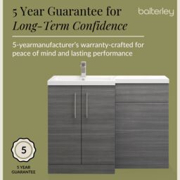 Balterley Bathroom Vanity Basin & WC Unit Left Hand Anthracite 1100mm x 390mm in Grey - thumbnail 6