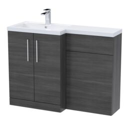 Balterley Bathroom Vanity Basin & WC Unit Left Hand Anthracite 1100mm x 390mm in Grey - thumbnail 1
