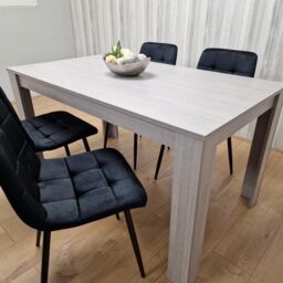 KOSY KOALA Modern Grey Rectangle Dining Table Set With 4 Black Velvet Chairs Dining Room Furniture in Brown - thumbnail 4