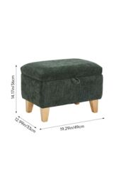 Living and Home Chenille Upholstered Storage Ottoman in Olive - Size: Small - thumbnail 3