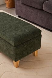 Living and Home Chenille Upholstered Storage Ottoman in Olive - Size: Small - thumbnail 7