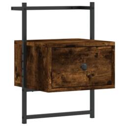 Berkfield Home Decorative Bedside Cabinet Wall-mounted Smoked Oak 35x30x51 cm En in Brown - Size: 35 x 30 x 51 cm - thumbnail 3