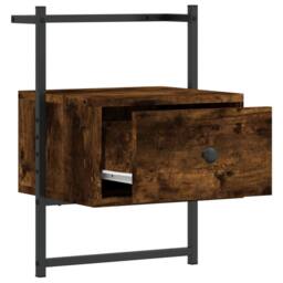 Berkfield Home Decorative Bedside Cabinet Wall-mounted Smoked Oak 35x30x51 cm En in Brown - Size: 35 x 30 x 51 cm - thumbnail 8