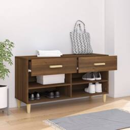 Berkfield Home Shoe Cabinet Brown Oak 102x35x55 cm Engineered Wood - Size: 102 x 35 x 55 cm - thumbnail 3