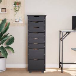 Berkfield Home Rolling Cabinet with Drawers MOSS Grey Solid Wood Pine