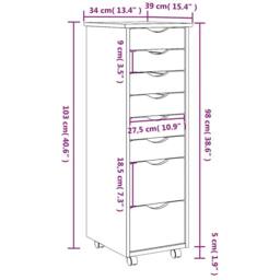 Berkfield Home Rolling Cabinet with Drawers MOSS Grey Solid Wood Pine - thumbnail 9