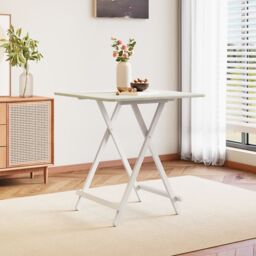 Living and Home 3pcs Set of 70cm Folding Dinging Table & 2 Portable Chairs for Indoor Outdoor Champing in White - thumbnail 2