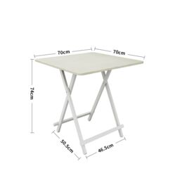Living and Home 3pcs Set of 70cm Folding Dinging Table & 2 Portable Chairs for Indoor Outdoor Champing in White - thumbnail 7