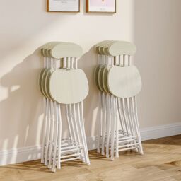 Living and Home 3pcs Set of 70cm Folding Dinging Table & 2 Portable Chairs for Indoor Outdoor Champing in White - thumbnail 5