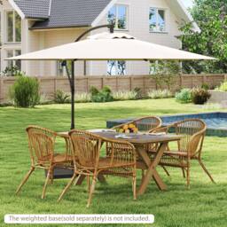 Costway 3M Patio Offset Umbrella 8 Ribs Garden Cantilever Parasol in Beige - thumbnail 9