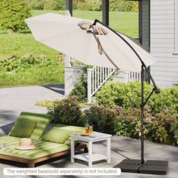 Costway 3M Patio Offset Umbrella 8 Ribs Garden Cantilever Parasol in Beige - thumbnail 8