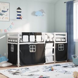 Berkfield Home Bunk Bed without Mattress White&Black 80x200 cm Solid Wood Pine in Black