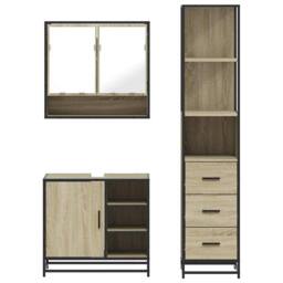 Berkfield Home 3 Piece Bathroom Furniture Set Sonoma Oak Engineered Wood in Brown - thumbnail 5