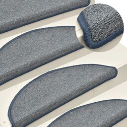 Berkfield Home Carpet Stair Treads 15 pcs Light Grey & Blue 56x17x3 cm - Size: Medium - thumbnail 1