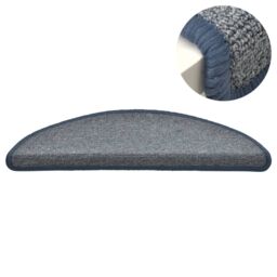 Berkfield Home Carpet Stair Treads 15 pcs Light Grey & Blue 56x17x3 cm - Size: Medium - thumbnail 4