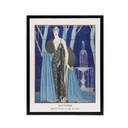 "Artery8 Alcyone Fashion Worth Advert Barbier Black Framed Canvas Art Print in Blue - Size: W12"" x H16""" - thumbnail 1