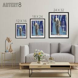 "Artery8 Alcyone Fashion Worth Advert Barbier Black Framed Canvas Art Print in Blue - Size: W12"" x H16""" - thumbnail 4