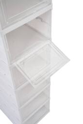 Living and Home 9-Tier Foldable Shoe Cabinet Shoe Storage Box in White - thumbnail 4