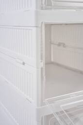 Living and Home 9-Tier Foldable Shoe Cabinet Shoe Storage Box in White - thumbnail 7
