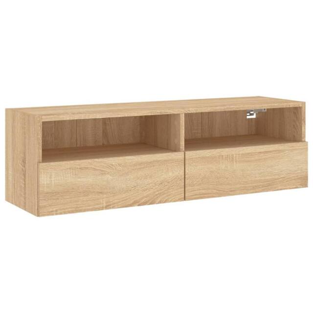 Berkfield Home TV Wall Cabinet Sonoma Oak 100x30x30 cm Engineered Wood in Brown - Size: 100 x 30 x 30 cm - image 1