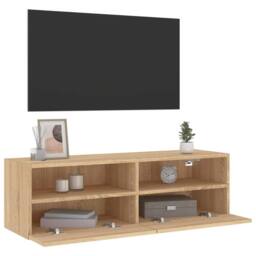 Berkfield Home TV Wall Cabinet Sonoma Oak 100x30x30 cm Engineered Wood in Brown - Size: 100 x 30 x 30 cm - thumbnail 5