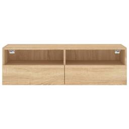 Berkfield Home TV Wall Cabinet Sonoma Oak 100x30x30 cm Engineered Wood in Brown - Size: 100 x 30 x 30 cm - thumbnail 7
