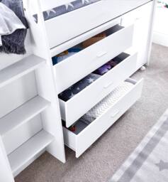 Bedmaster Ersa Mid Sleeper Bed With Desk in White - Size: Single - thumbnail 5