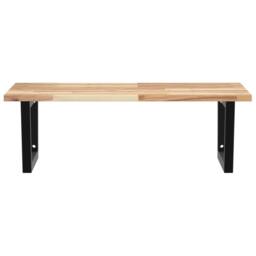 Berkfield Home Elegant Basin Shelf Wall Mounted Steel & Solid Wood Acacia in Brown - thumbnail 4