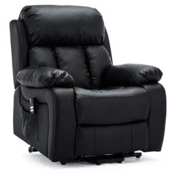 More4Homes Chester Dual Motor Rise Recliner Heat & Massage Bonded Leather Chair in Black - thumbnail 2