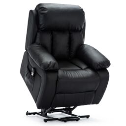 More4Homes Chester Dual Motor Rise Recliner Heat & Massage Bonded Leather Chair in Black - thumbnail 4