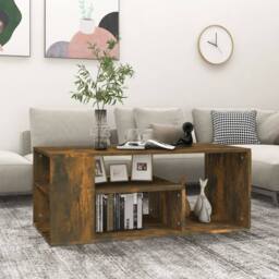 Berkfield Home Coffee Table Smoked Oak 100x50x40 cm Engineered Wood in Brown - Size: 100 x 50 x 40 cm - thumbnail 2