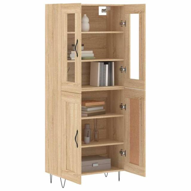 Berkfield Home Highboard Sonoma Oak 69.5x34x180 cm Engineered Wood in Light Oak - image 1