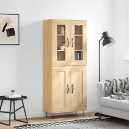 Berkfield Home Highboard Sonoma Oak 69.5x34x180 cm Engineered Wood in Light Oak - thumbnail 2