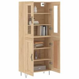 Berkfield Home Highboard Sonoma Oak 69.5x34x180 cm Engineered Wood in Light Oak - thumbnail 1