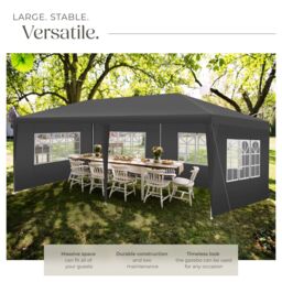 tectake Gazebo Novara with 5 side panels, water-resistant, 6x3m in Grey - Size: Large - thumbnail 3