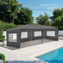 tectake Gazebo Novara with 5 side panels, water-resistant, 6x3m in Grey - Size: Large - thumbnail 8