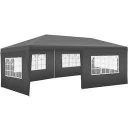 tectake Gazebo Novara with 5 side panels, water-resistant, 6x3m in Grey - Size: Large - thumbnail 1