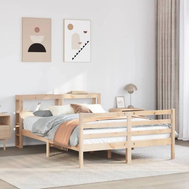 Berkfield Home Bed Frame with Headboard without Mattress 140x190 cm in Brown - image 1