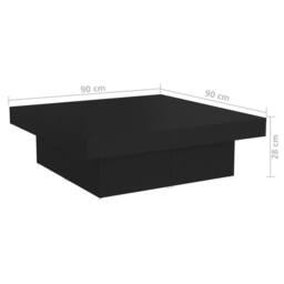 Berkfield Home Decorative Coffee Table Black 90x90x28 cm Engineered Wood - Size: 90 x 90 x 28 cm - thumbnail 7