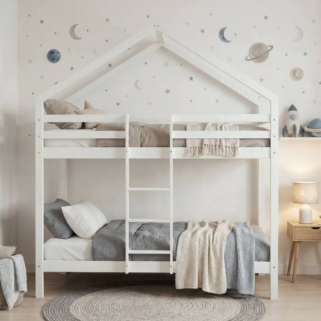 Nöa and Nani Kirstine 3ft White Kids Bunk Bed-Solid Wood with Ladder & Rails - Size: Single - image 1