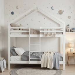 Nöa and Nani Kirstine 3ft White Kids Bunk Bed-Solid Wood with Ladder & Rails - Size: Single - thumbnail 1