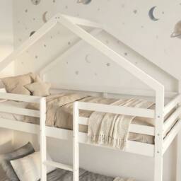 Nöa and Nani Kirstine 3ft White Kids Bunk Bed-Solid Wood with Ladder & Rails - Size: Single - thumbnail 4